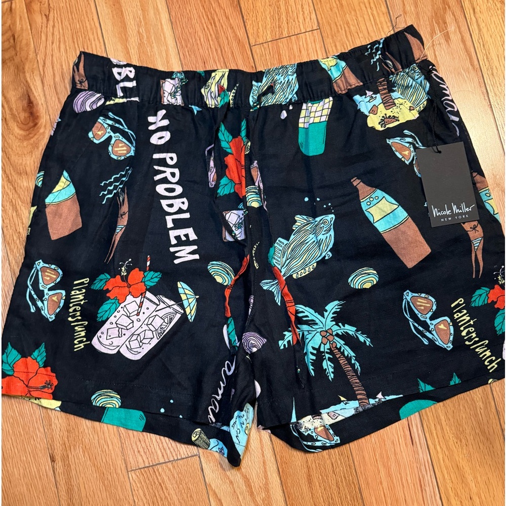 NWT 100% linnen Nicole Miller shorts size L